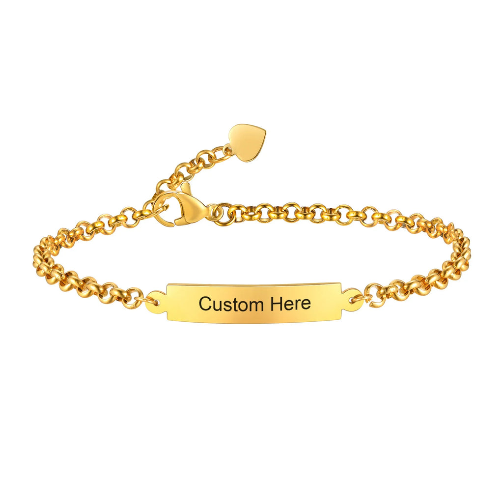 Personalized ID Bar Bracelet – 316L Stainless Steel, Engraved ID Bar Bracelet SPOT Default Title