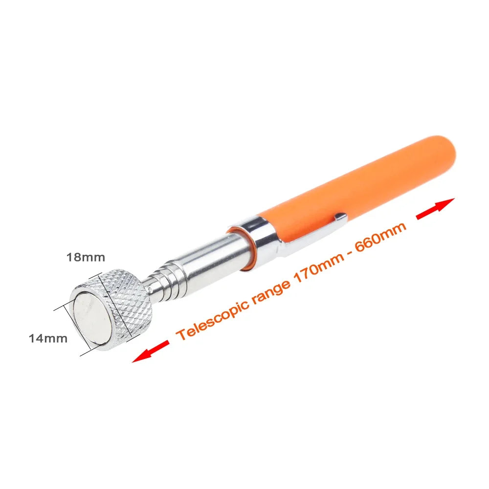 Telescopic Magnetic Pickup Tool with LED Light | Extendable Magnetic Pickup Tool SPOT 10 LB Orange