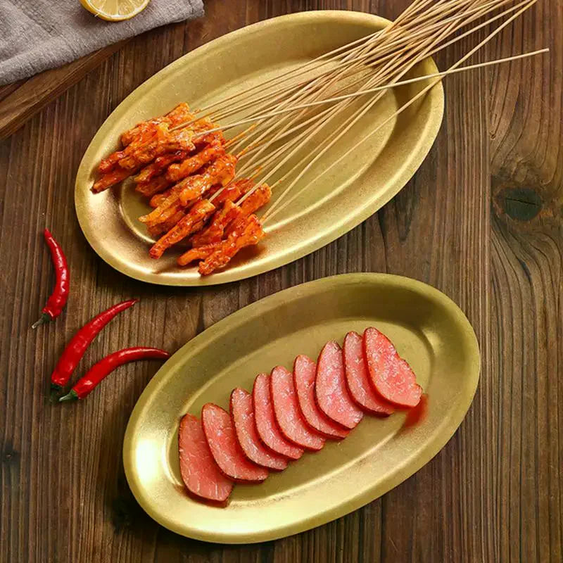 Retro Stainless Steel Oval Serving Plate | Multi-Size Platter Oval Serving Plate SPOT