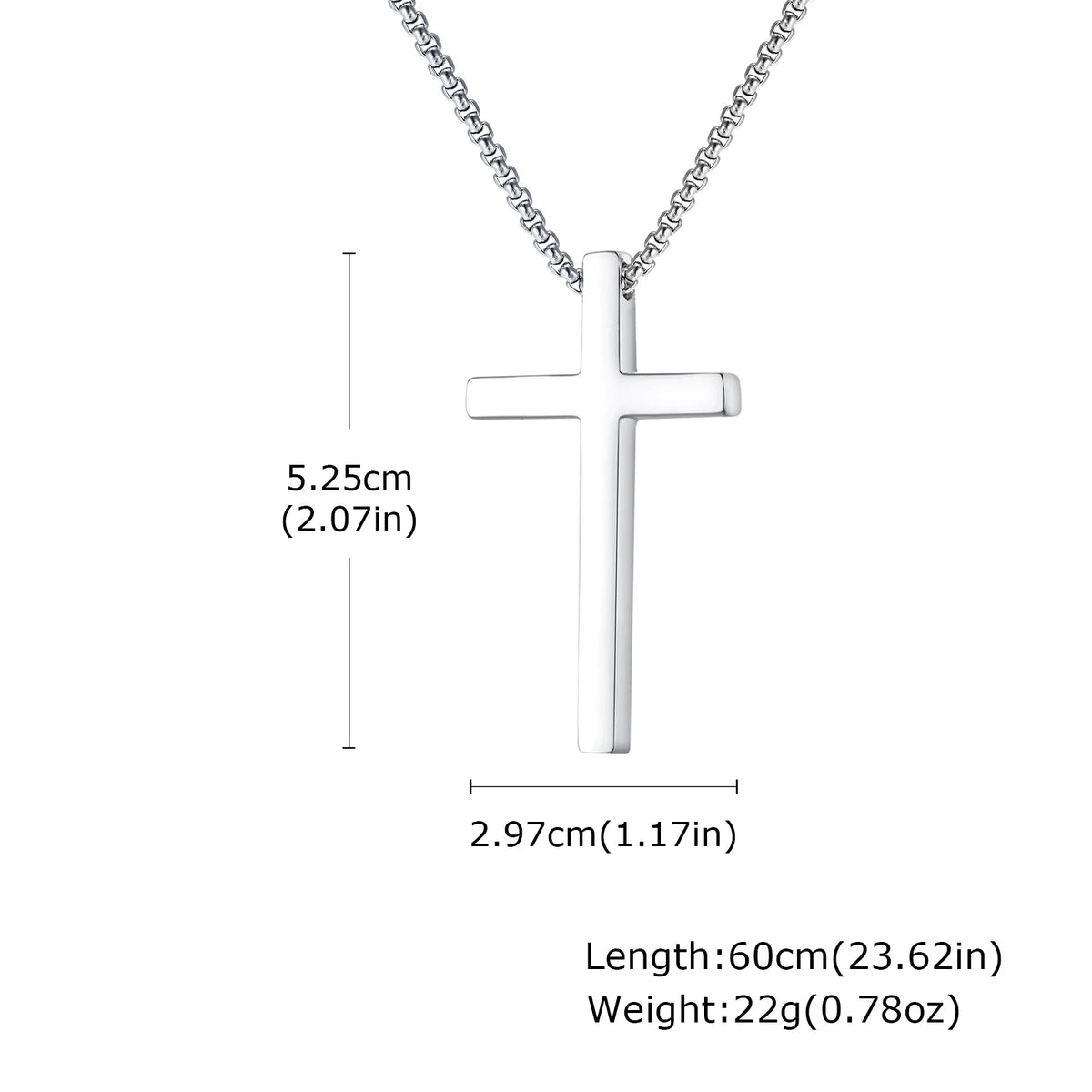 Meaeguet Men's Stainless Steel CZ Cross Pendant Necklace Cross Pendant Necklace SPOT PN-313B-NC-100-60B