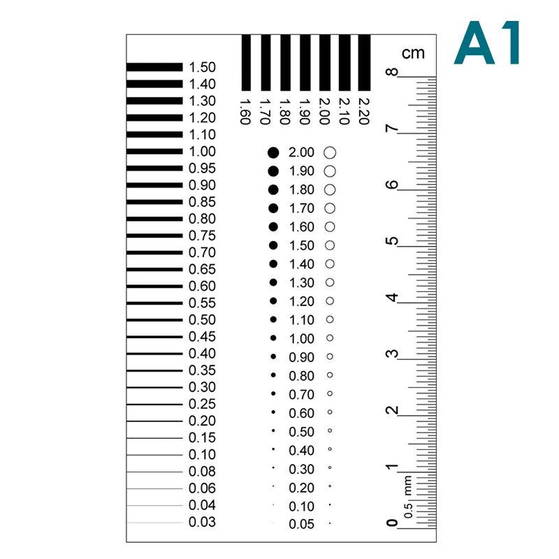 Transparent PET Film Gauge – Dot, Line & Gap Measurement Ruler Measurement Gauge SPOT A1