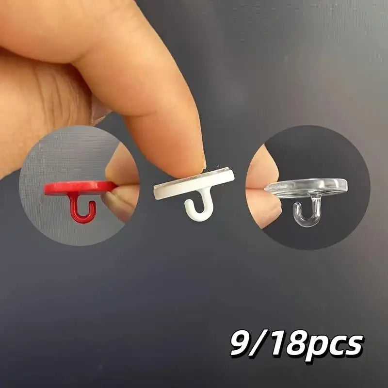 Self-Adhesive No-Drill Ceiling Hooks – Traceless Mini Hangers 9/18pc Adhesive Storage Hooks SPOT