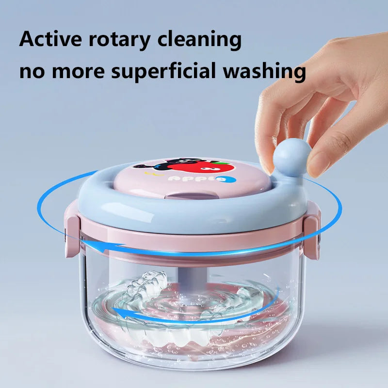 Denture Soaking Container Set with Drain Tray, Mirror & Brush Denture Care Kit SPOT