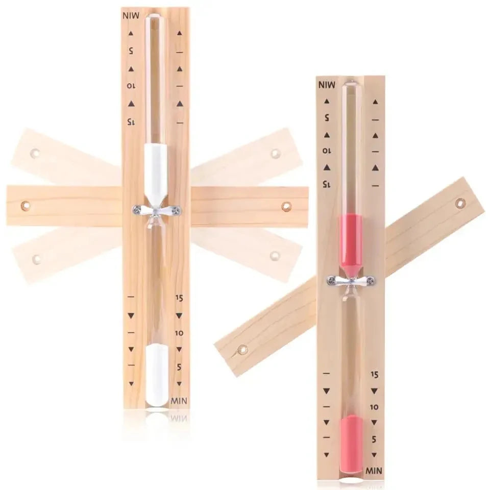 Wall-Mounted Wooden Hourglass Shower Timer – 15 Min Sand Clock Hourglass Shower Timer SPOT