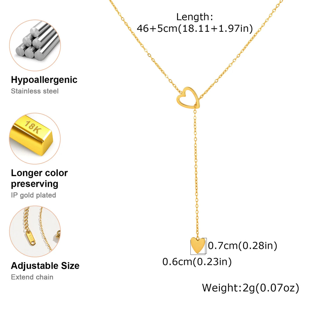 Heart Lariat Necklace – Hypoallergenic Stainless Steel Women Lariat Necklace SPOT