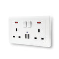 UK 13A Wall Socket with Switch, Dual USB & USB-C Fast Charge USB Wall Socket SPOT UK