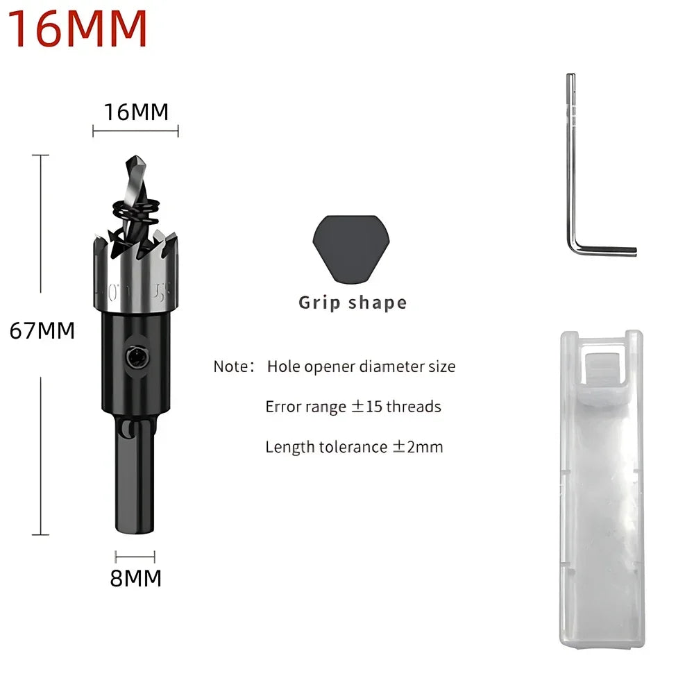 HSS Hole Saw Drill Bit Set – 5 Sizes, Metal & Steel Hole Saw Drill Set SPOT 16 mm