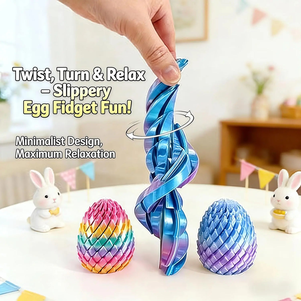 3D Printed Dragon Egg Fidget Toy – Twisted Spiral Sensory Desk Toy Fidget Sensory Toy SPOT