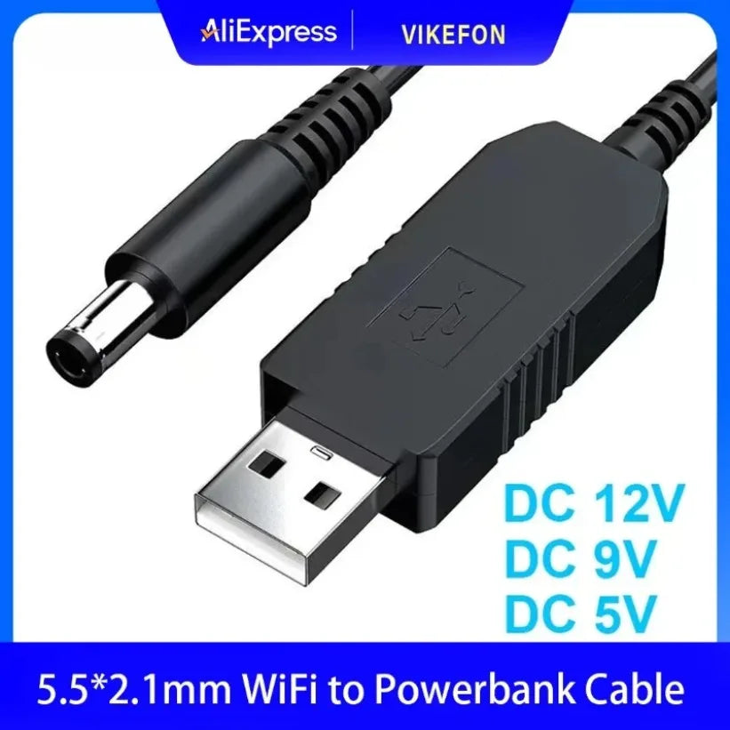USB to 12V DC Boost Converter Cable 5.5x2.1mm – 1M Step-Up Cord USB Boost Converter Cable SPOT