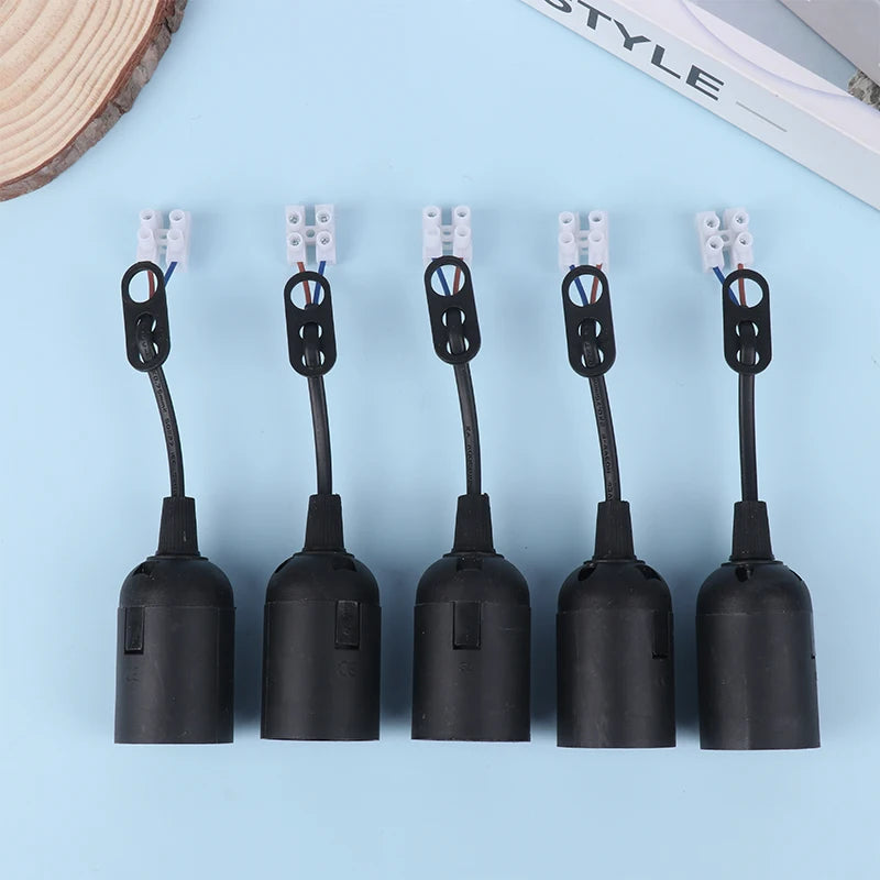 5-Pack E27 Lamp Holder with Cable – Construction Site Socket Lamp Holder Socket SPOT Black