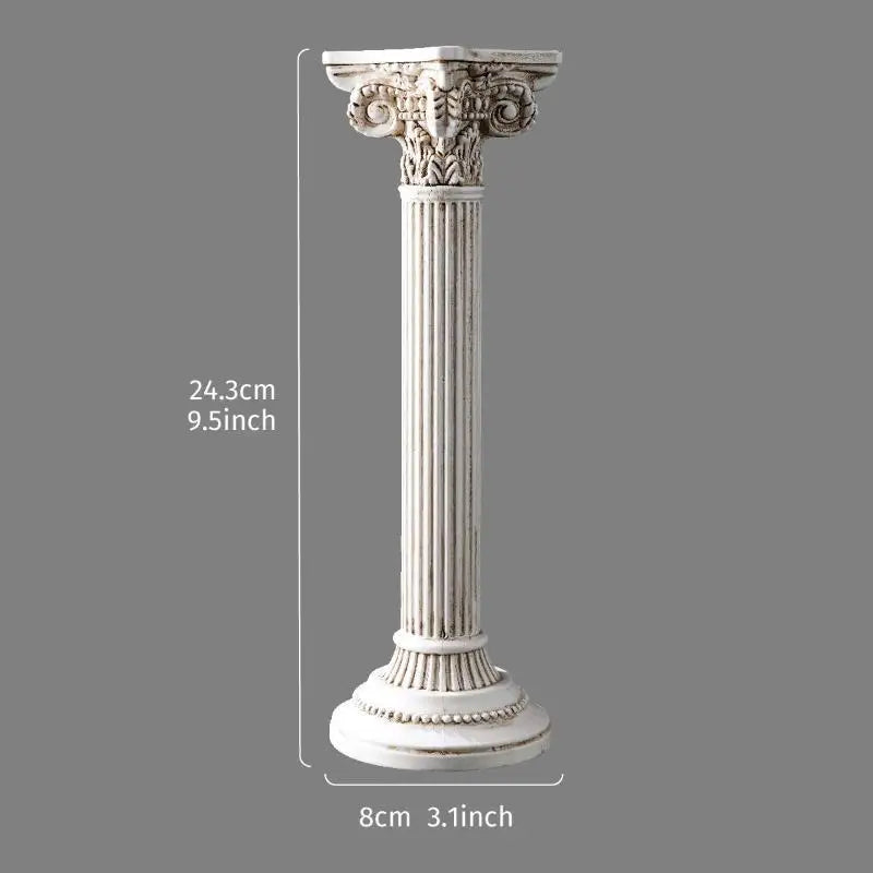 Roman Column Retro Resin Candlestick – Elegant Home Decor Decorative Candle Holder SPOT Beige