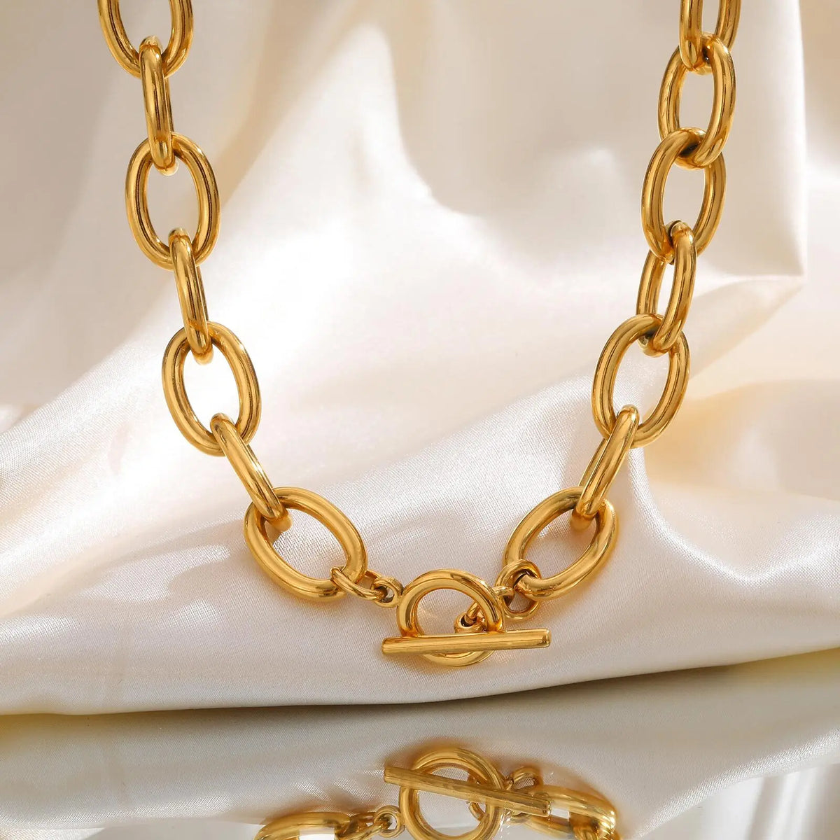 Chunky Toggle Necklace – 18K Gold Plated Oval Link Chain Chain Necklace SPOT