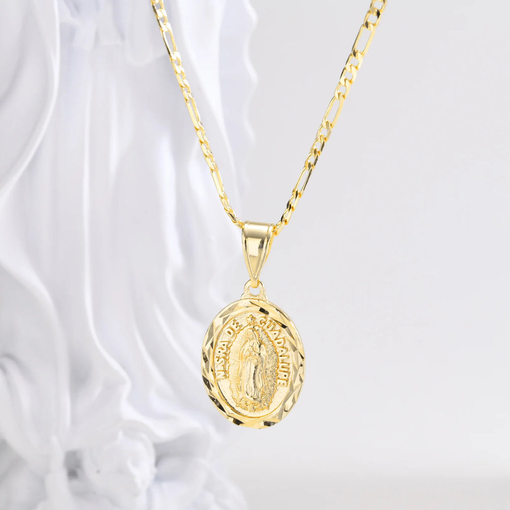 Cubic Zirconia Virgin Mary Guadalupe Necklace – Gold Pendant Necklace SPOT