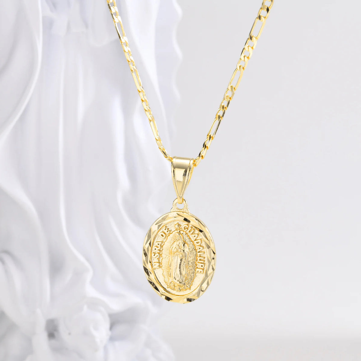 Cubic Zirconia Virgin Mary Guadalupe Necklace – Gold Pendant Necklace SPOT