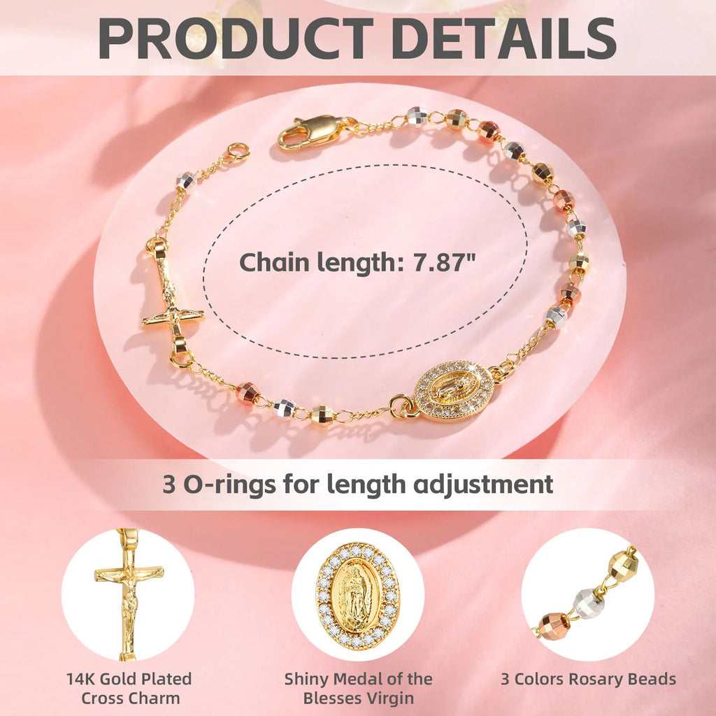 Virgin Mary Rosary Cross Bracelet | Catholic Gift for Women Religious Bracelet SPOT