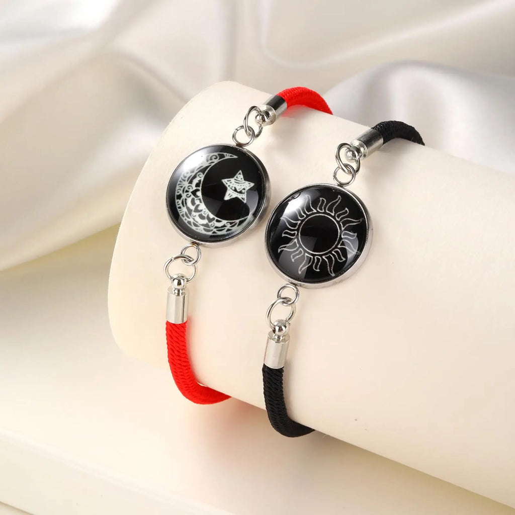 Sun & Moon Couple Bracelet – Adjustable Braided Rope Jewelry Couple Bracelet Set SPOT