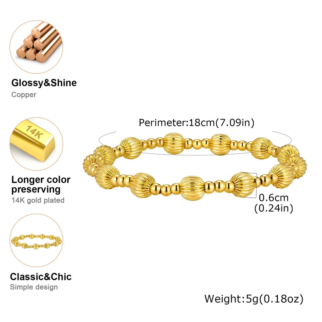 Gold Beaded Bracelet – Copper Stretch Stackable Women's Jewelry Beaded Bracelet SPOT PBR-446G-1