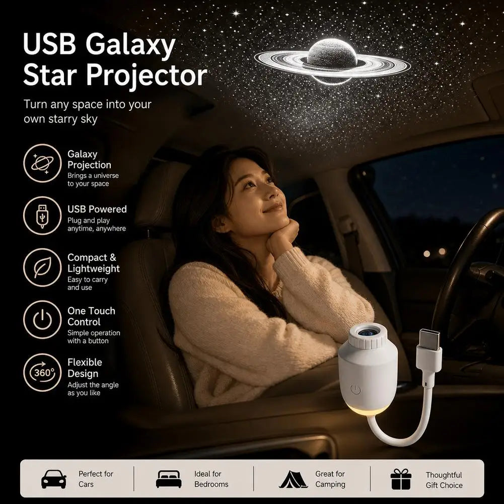 USB Galaxy Star Projector Night Light – Plug & Play Star Projector Lamp SPOT