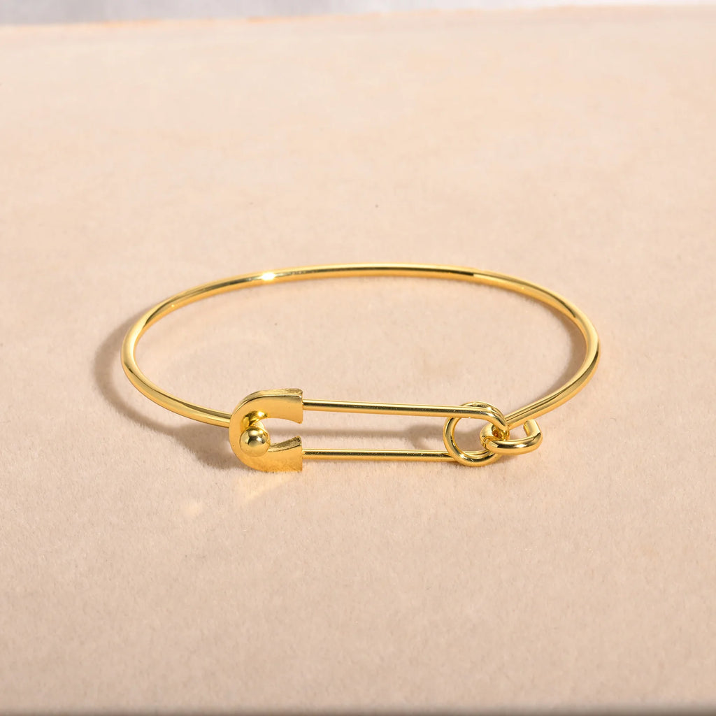 Meaeguet Gold Safety Pin Bangle Bracelet – Copper Cuff Cuff Bangle Bracelet SPOT