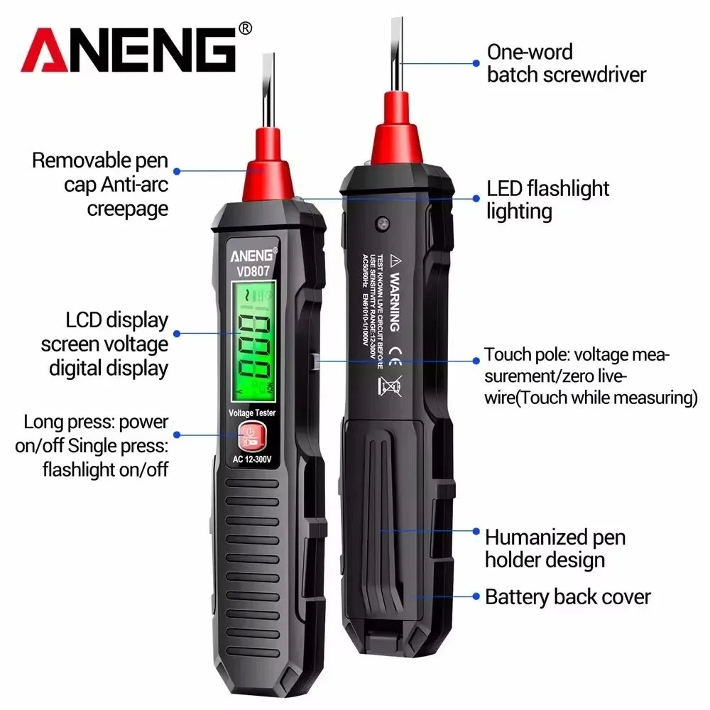 ANENG VD807 Non-Contact Voltage Tester Pen – NCV Wire Detector Voltage Tester Pen SPOT