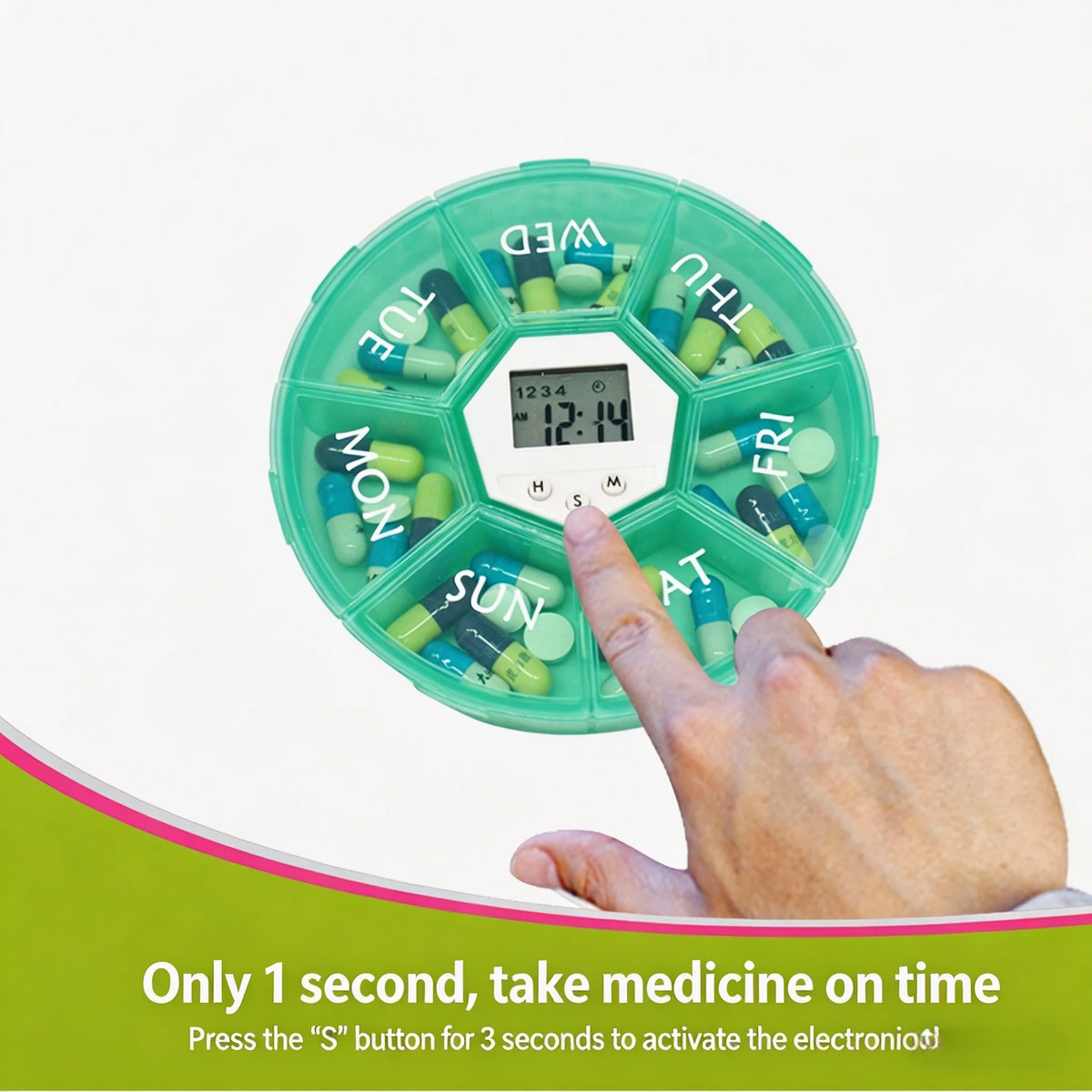 Smart Alarm 7-Day Weekly Pill Organizer with Timer Pill Organizer SPOT