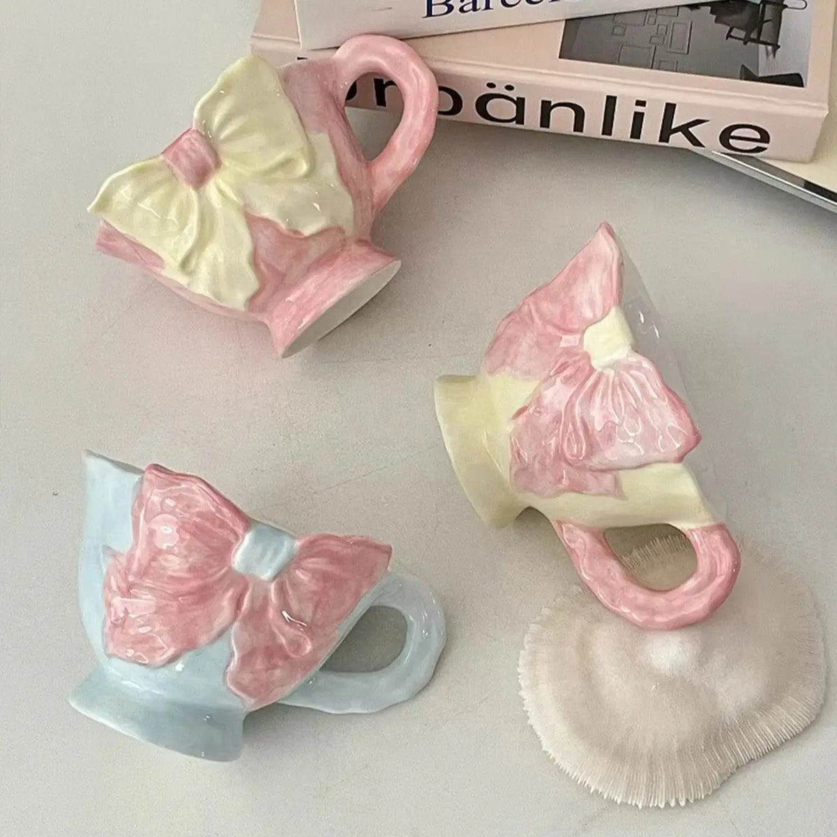 Hand-Painted Bowknot Ceramic Coffee Mug 180ml – Latte Cup Ceramic Coffee Mug SPOT