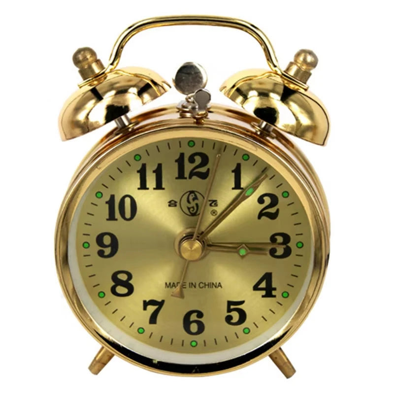 Vintage Gold Wind-Up Alarm Clock – Retro Metal Table Decor Wind-Up Alarm Clock SPOT