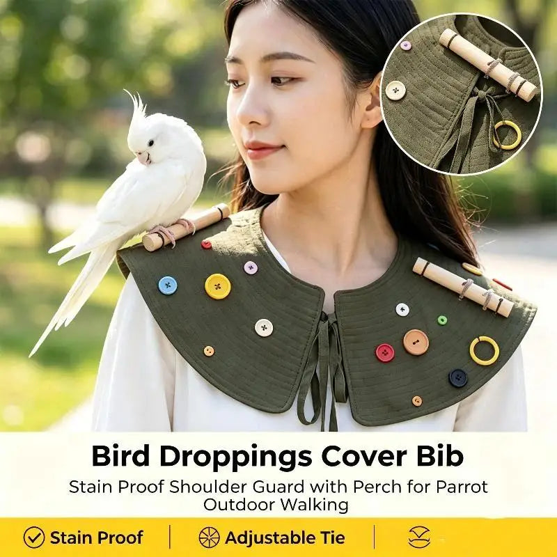 Parrot Shoulder Pad with Wood Perch – Bird Dropping Guard Bird Shoulder Perch SPOT
