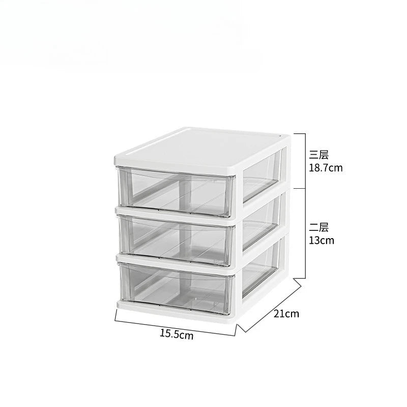 Japanese Transparent Drawer Organizer – Desk Storage Box Drawer Desk Organizer SPOT 3 storey white