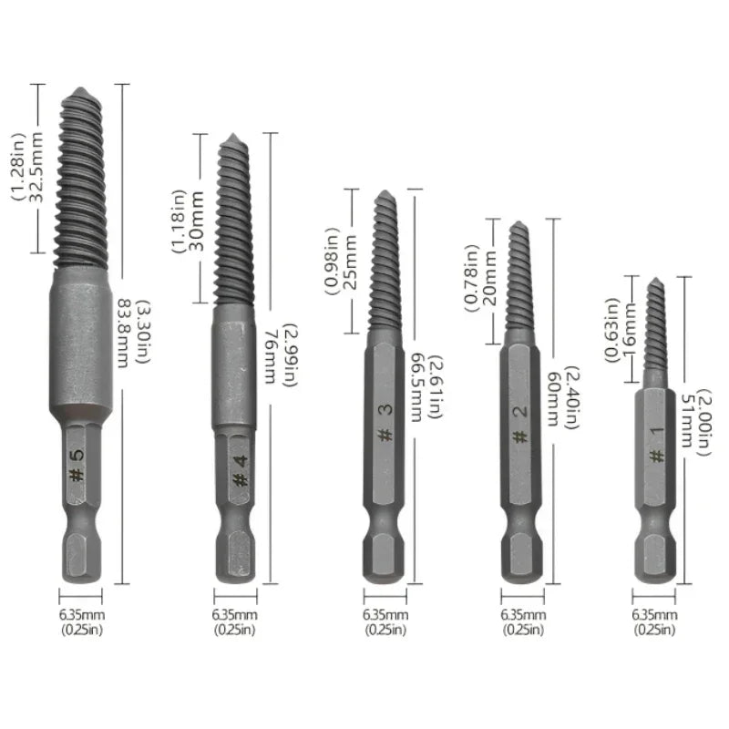 5-Piece Screw Extractor Drill Bit Set – Broken Bolt Remover Screw Extractor Set SPOT