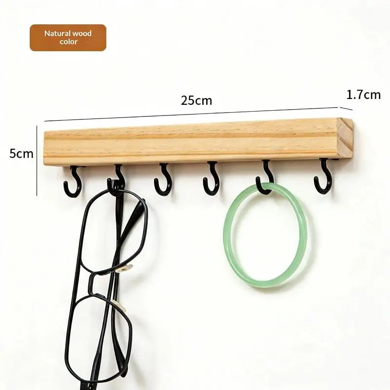 Wooden Wall Hook Rack – 6 Heavy-Duty Hooks, Cartoon Kids Decor Wall Hook Rack SPOT A2
