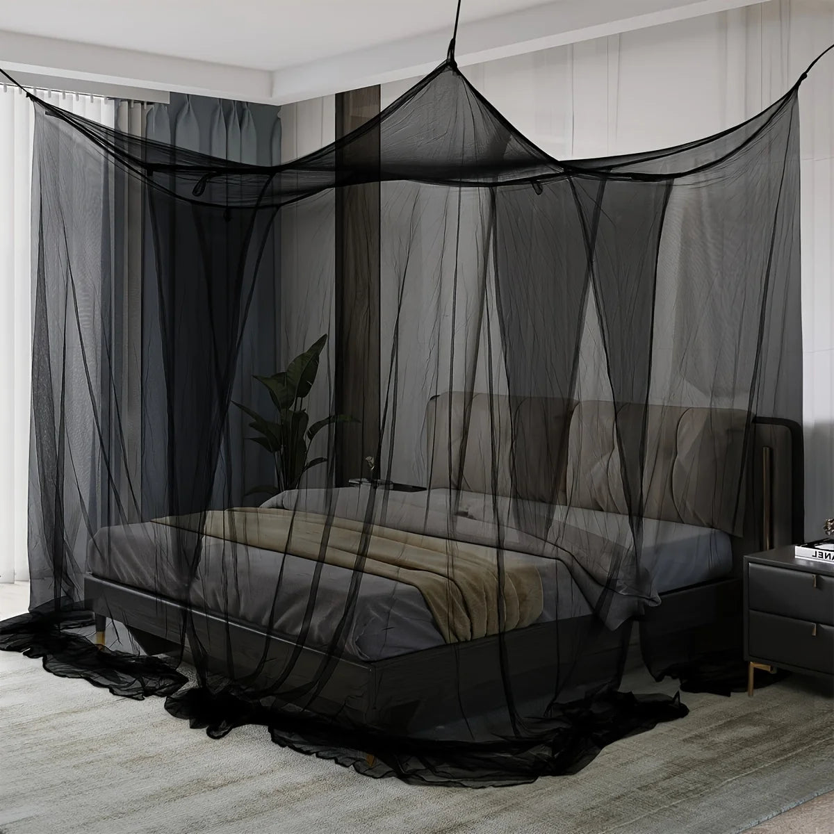 Floor-to-Ceiling Mosquito Net Canopy – Double Opening, All Sizes Bed Mosquito Net SPOT