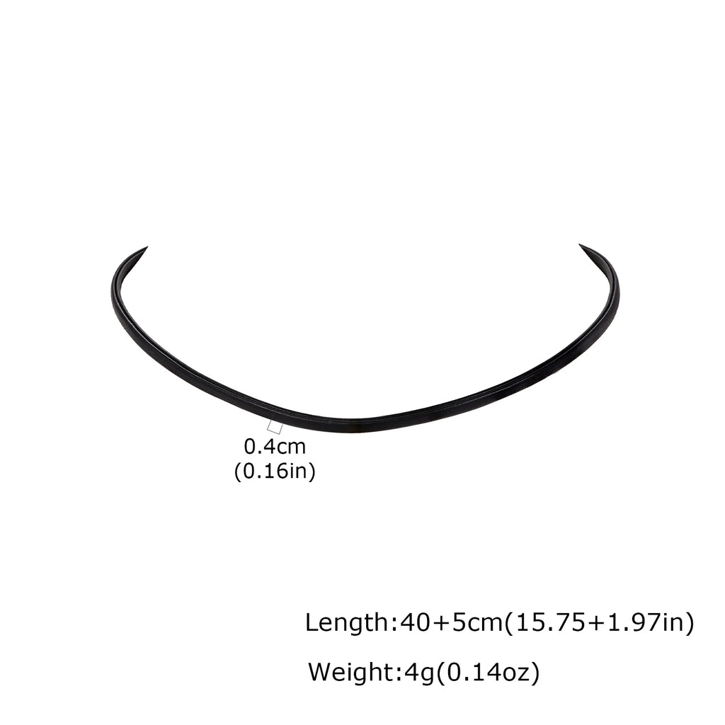 Gothic PU Leather Choker – Gold Sun Pendant Women's Necklace Choker Necklace SPOT 40cm-45cm