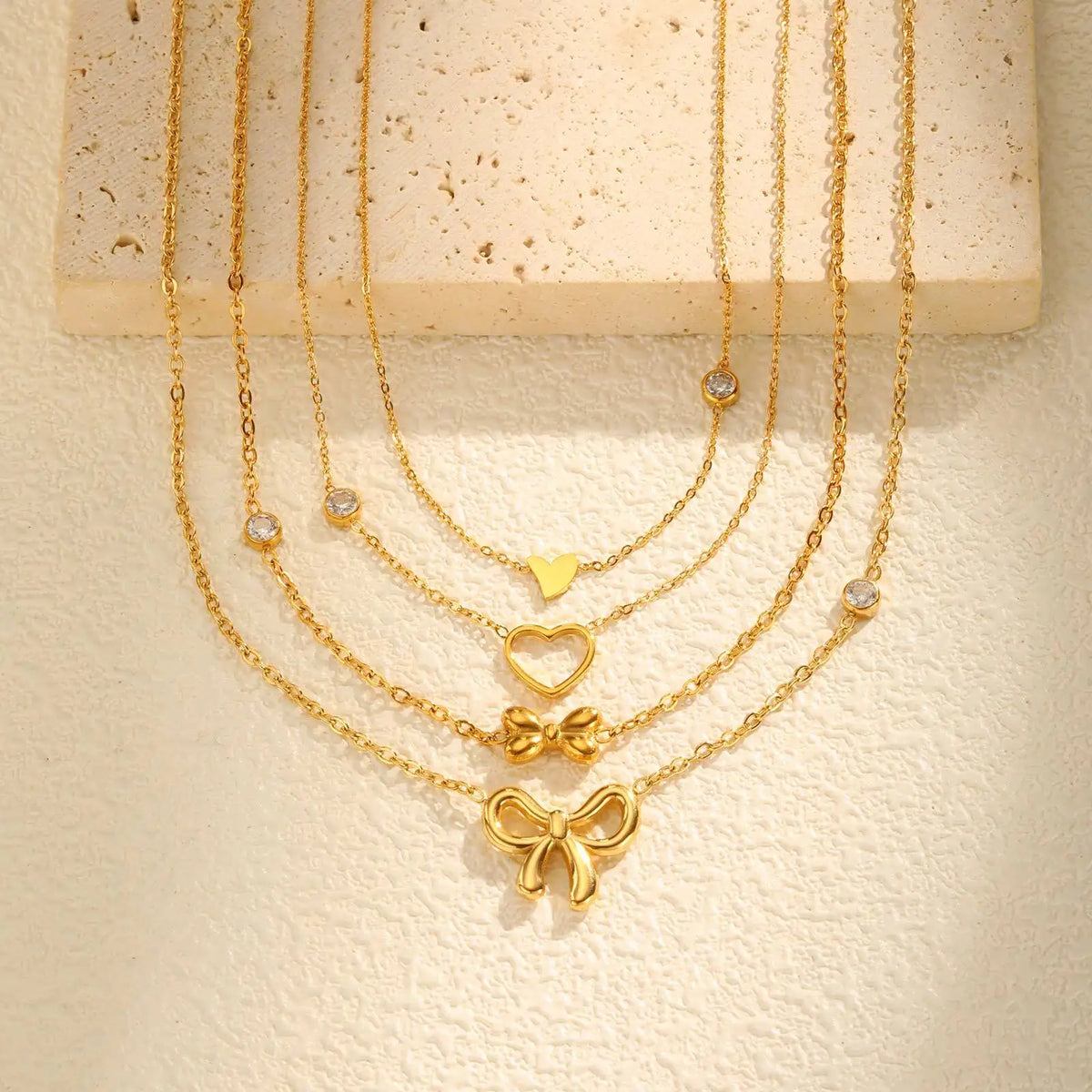 Bowtie Zirconia Choker Necklace – Gold Bow Knot Pendant Choker Necklace SPOT