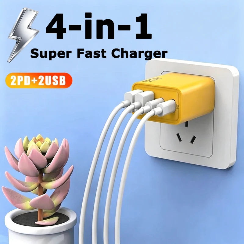 120W 4-Port Fast Wall Charger – 2 USB-A & 2 USB-C PD Wall Charger Adapter SPOT