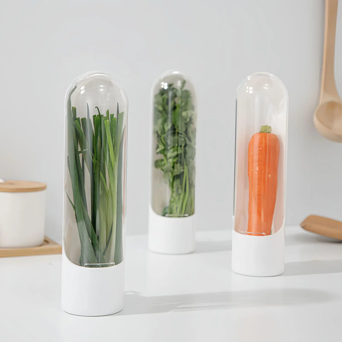 3-Pack Herb & Vegetable Keeper Cups – Fridge Fresh Storage Herb Storage Container SPOT