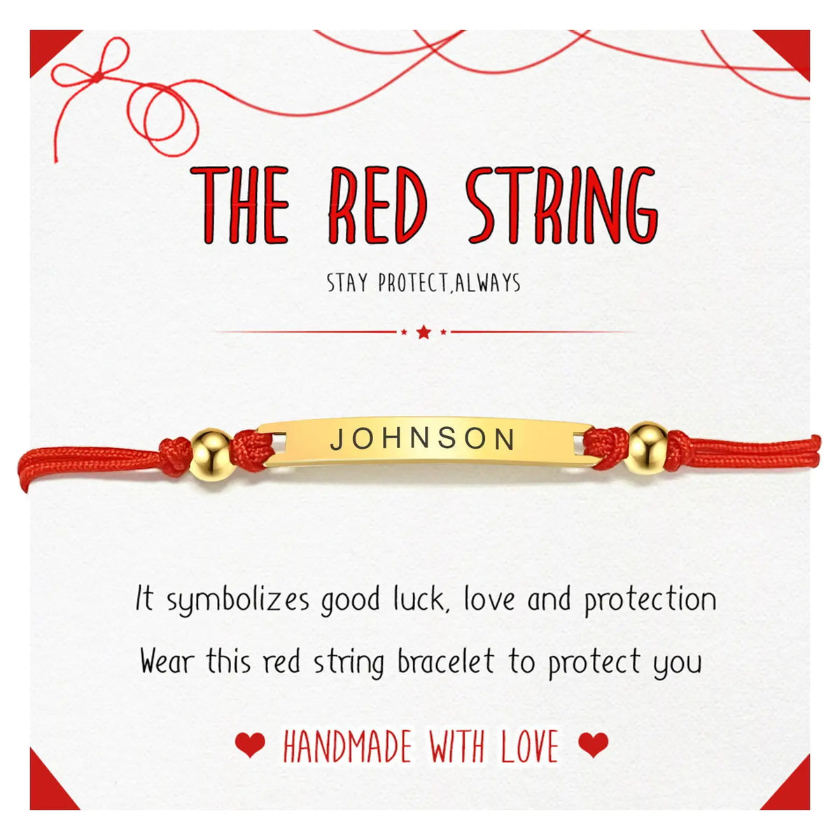 Personalized Engraved Name ID Bracelet – Red String, Gift Box Personalized ID Bracelet SPOT