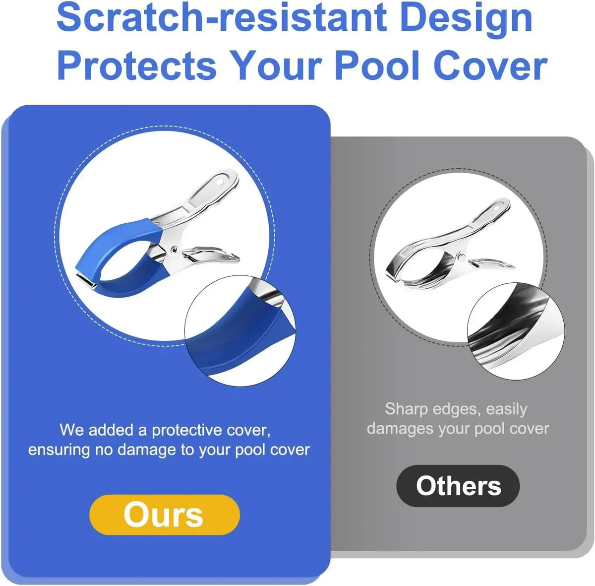Stainless Steel Pool Cover Clips with Blue Handle – 5/10 Pack Pool Cover Clips SPOT