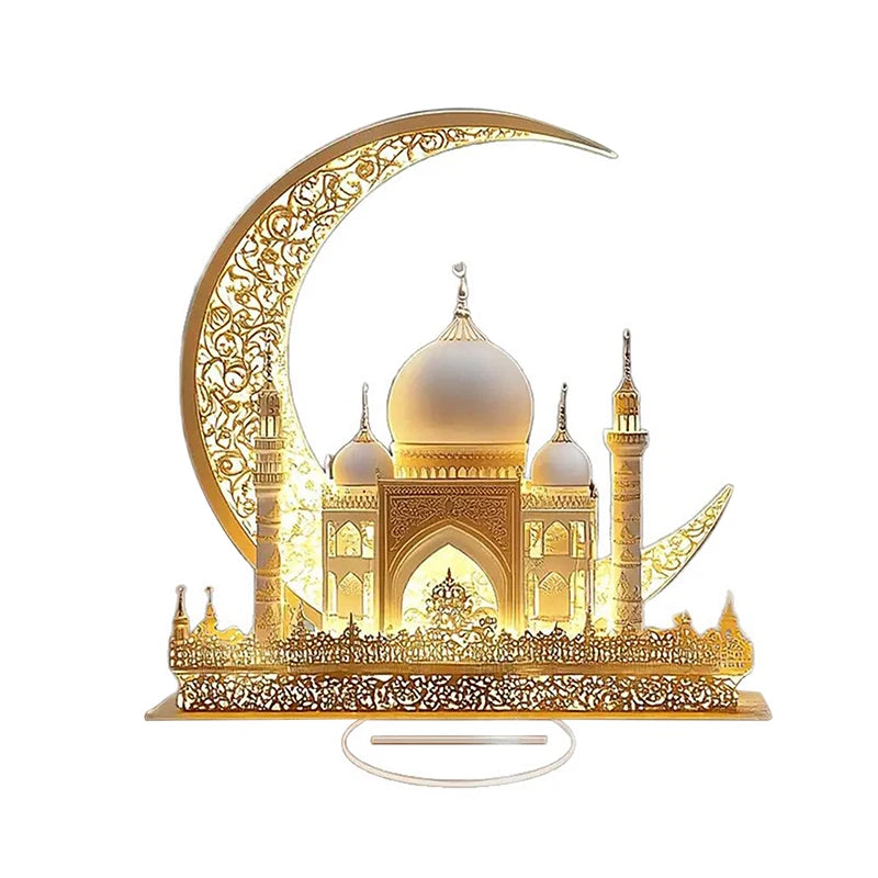 Acrylic Crescent Castle Decor – Ramadan & Eid Ornament Festive Desk Ornament SPOT