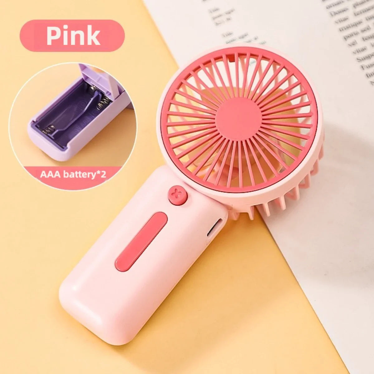 Portable Mini Handheld Fan – 3-Speed Battery Operated Handheld Mini Fan SPOT Pink
