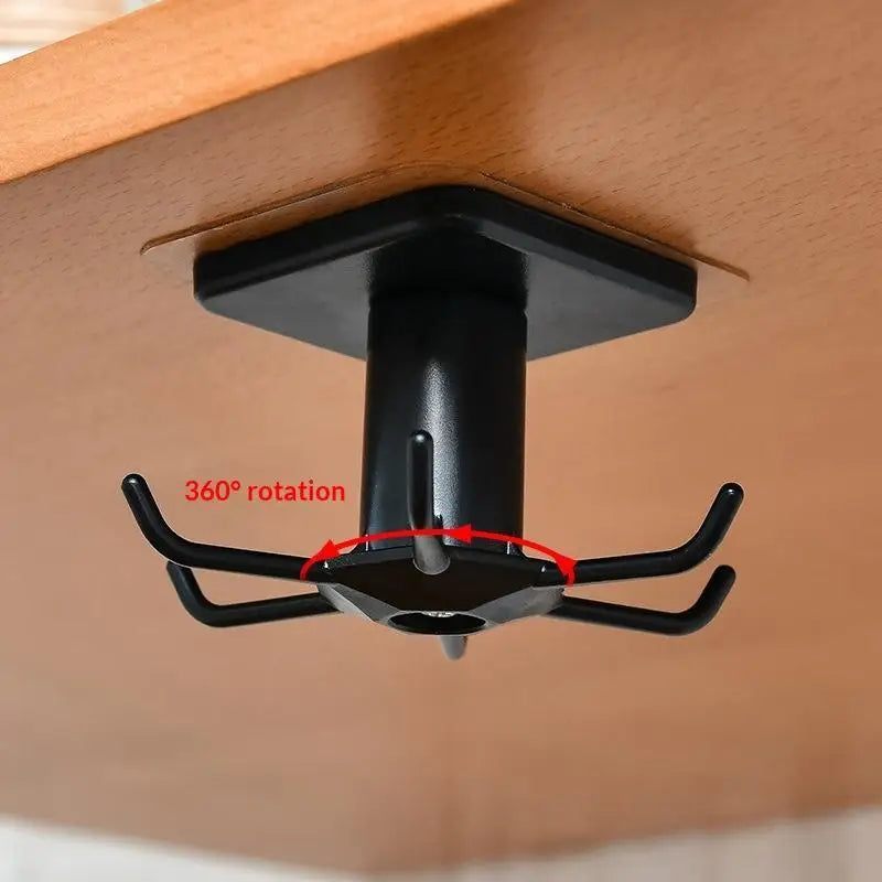 Under Cabinet 360° Rotating Kitchen Utensil Hook – 6 Hooks Cabinet Utensil Hook SPOT