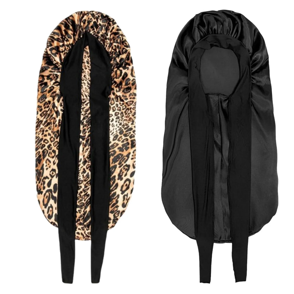 Satin Sleep Bonnet – Adjustable Silk Hair Cap for Women & Men Satin Sleep Bonnet SPOT leopard-print-black