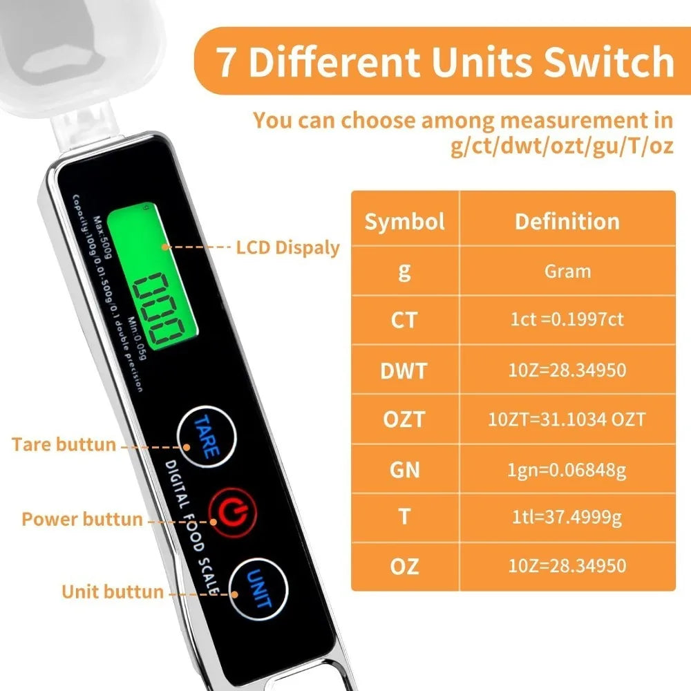 Digital Spoon Scale 500g/0.01g – Mini Kitchen Measuring Tool Digital Spoon Scale SPOT