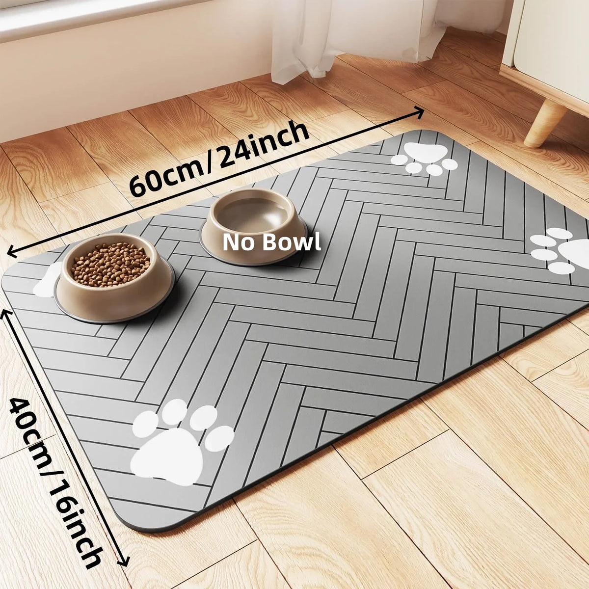 Waterproof Non-Slip Dog Food Mat – Absorbent Feeding Tray S/M Pet Feeding Mat SPOT gray40X60
