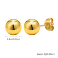 8mm 18K Gold Ball Stud Earrings – Stainless Steel, Nickel-Free Ball Stud Earrings SPOT ES-402G-8