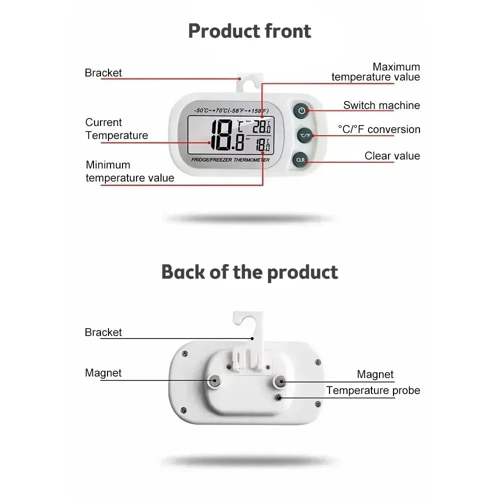 Mini LCD Fridge Freezer Thermometer – Max/Min Temp Monitor Kitchen Thermometer SPOT