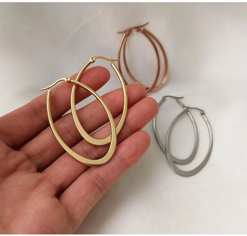 Meaeguet Stainless Steel Geometric Hoop Earrings | Hypoallergenic Hoop Earrings SPOT