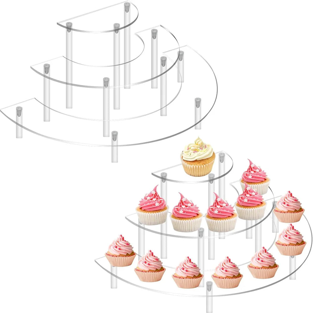 3-Tier Half Moon Clear Acrylic Display Risers – Stand Set Acrylic Display Riser SPOT