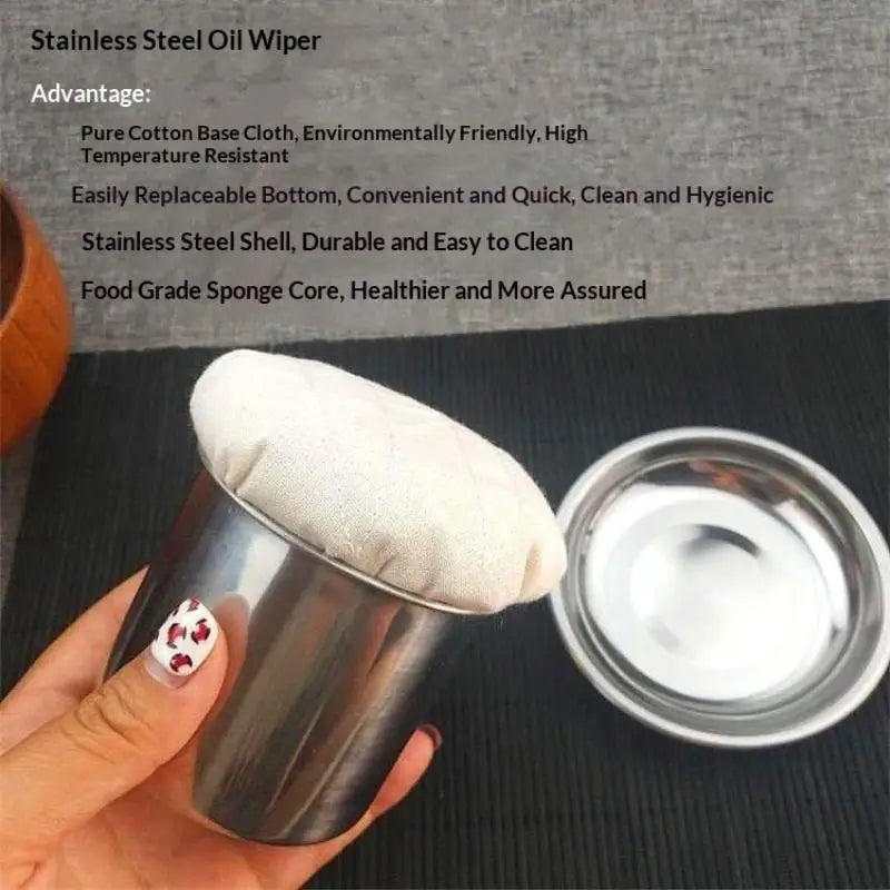 Stainless Steel Oil Spreader Brush with Tray | Pancake & Crepe Oil Spreader Brush SPOT
