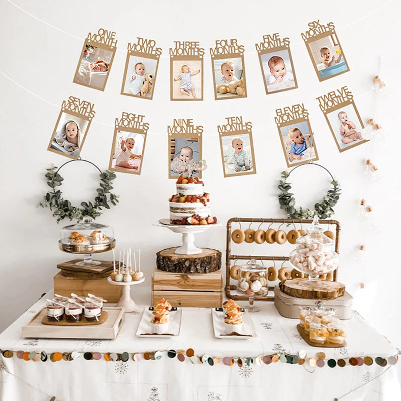 Baby 12 Months Photo Banner – 1st Birthday Party Decoration Party Photo Banner SPOT